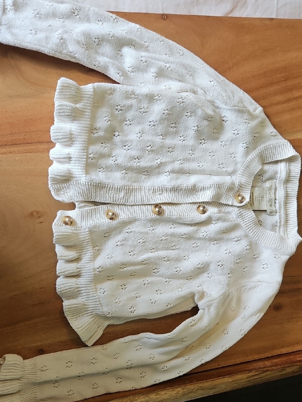 Cynthia Rowley Cream Eyelet Button-Front Cardigan